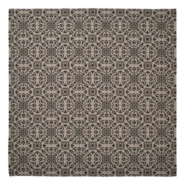Custom House 42 in. W x 42 in. L Black Jacquard Medallion Cotton Blend Tablecloth Topper