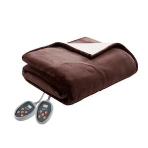 Heated Plush to Berber Chocolate Polyester Twin Electric Blanket