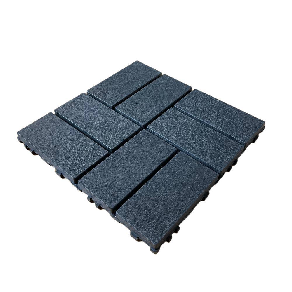 Plastic 44-Pack Patio Deck Tiles, 11.8 in. x 11.8 in. Square Waterproof Out