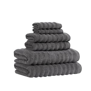 Textured Zero Twist 6-Piece Grey Solid Cotton Towel Set