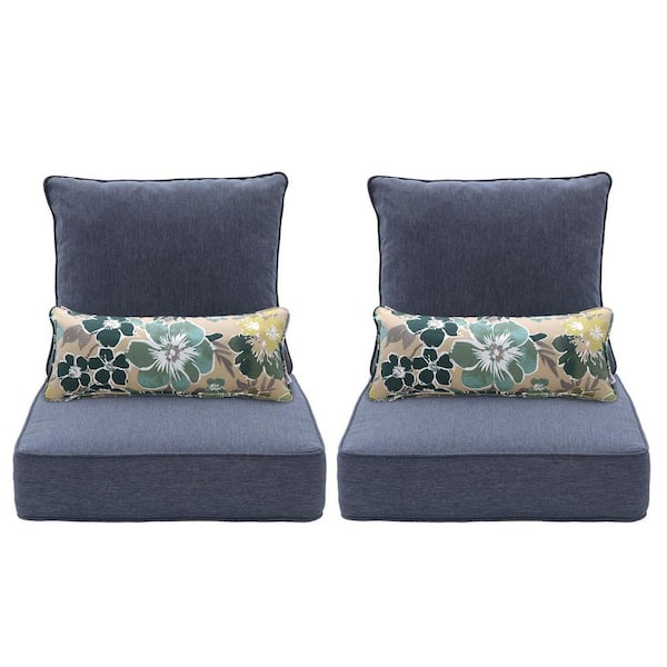 23 in. W x 25.6 in. D Outdoor Lounge Chair Seat/Back Cushion with Piping (Set of 2)