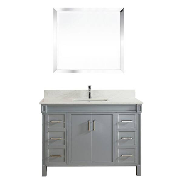 Studio Bathe Serrano 48 in. W x 22 in. D Vanity in Oxford Gray with Engineered Vanity Top in White with White Basin