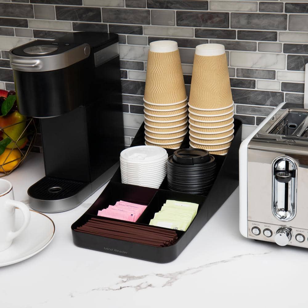 Mind Reader Black 7-Compartment Coffee Condiment Organizer