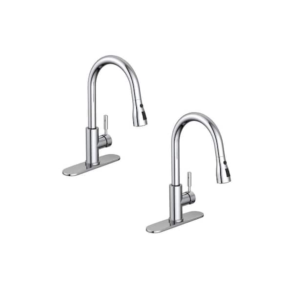 PRIVATE BRAND UNBRANDED Garrick Single-Handle Pull-Down Sprayer Kitchen Faucet in Chrome (2-Pack)