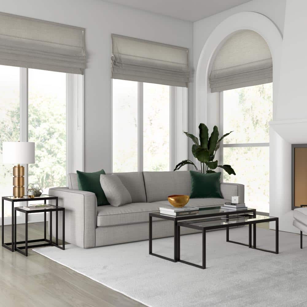 Versatile Metallic Nesting Side Table Set with Glass Tops