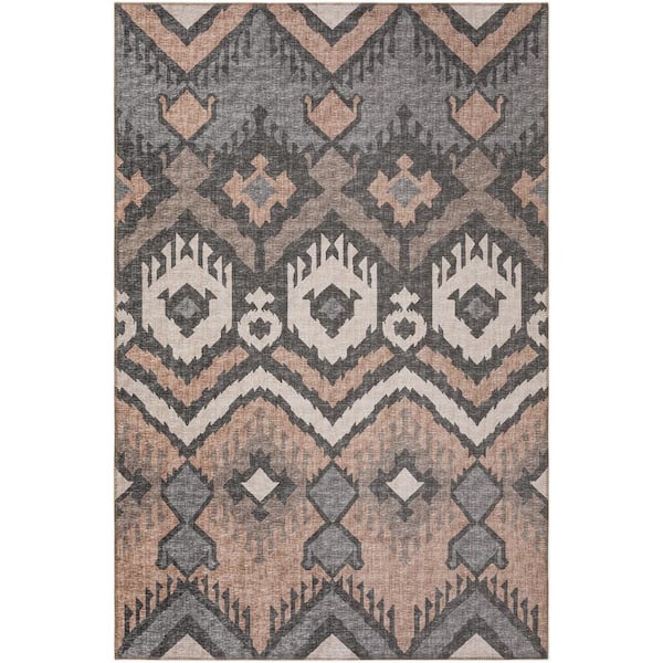 Addison Rugs Yuma Brown 10 ft. x 14 ft. Geometric Indoor/Outdoor Washable Area Rug