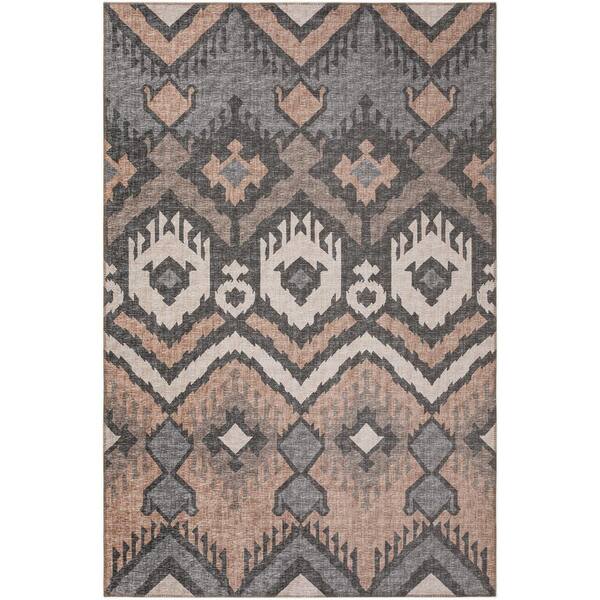 Addison Rugs Yuma Brown 3 ft. x 5 ft. Geometric Indoor/Outdoor Washable Area Rug