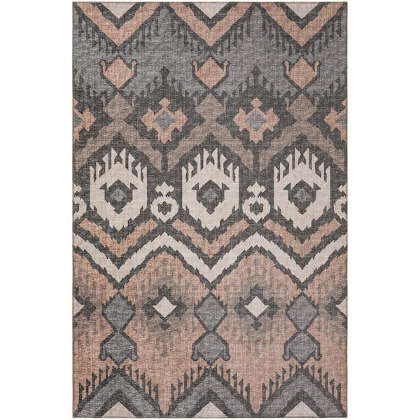 Addison Rugs Yuma 5 ft. x 7 ft. 6 in. Brown Geometric Indoor/Outdoor Washable Area Rug