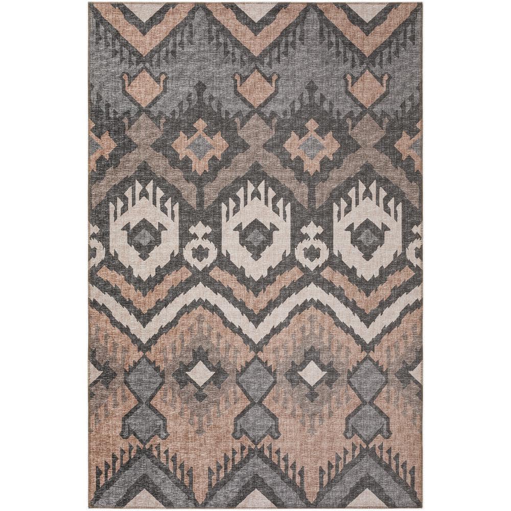 Yuma Brown 8 ft. x 10 ft. Geometric Indoor/Outdoor Washable Area Rug