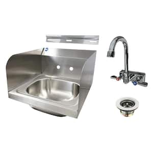 15  in. Commercial NSF SS hand Sink with 2-splashes and faucet