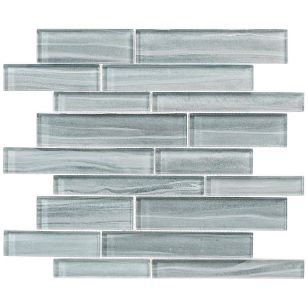 ANDOVA Hoem Rectangle 11.75 in. x 11.75 in. Polished Avodo Gray Glass Mosaic Tile Sample