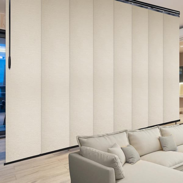 EMOH Macrame 130 in. - 175 in. W x 116 in. L Adjustable 8-Panel Black Double Rail Panel Track with 23.5 in. Slates