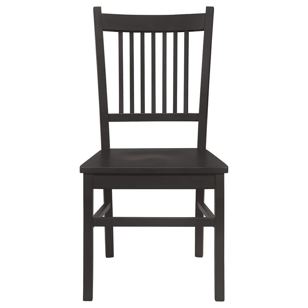 High Black Wood Slat Back Side Chair