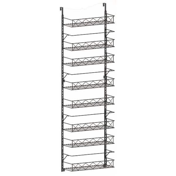 AULEDIO 8-Shelves Black Over the Door Pantry Organizer Rack, Adjustable Closet Organizer Hanging Spice Rack