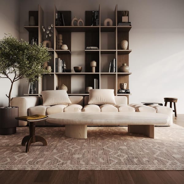 Ohzye Transitional Floral and Paisley Brown 6 ft. x 9 ft. Indoor Area Rug