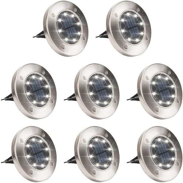 GIGALUMI Solar Powered White Integrated LED Path Light (8-Pack)
