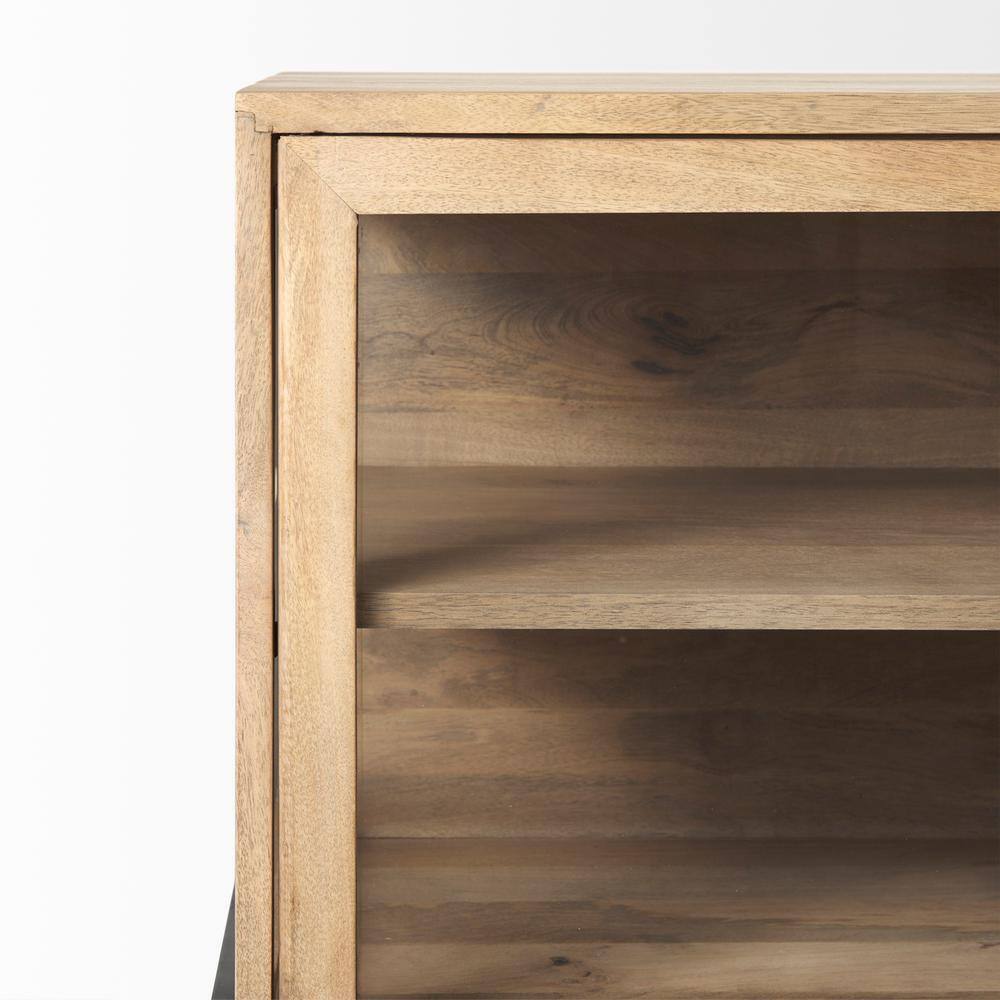 Arelius 70'' Light Brown Mango Wood Sideboard with Black Metal Base