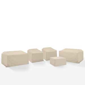 5-Pieces Tan Outdoor Sectional Furniture Cover Set