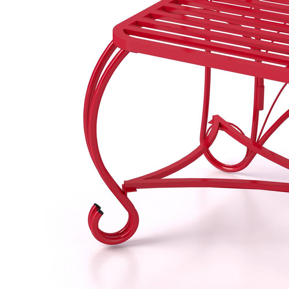Red Cast Iron Butterfly Garden Bench, 48.3"