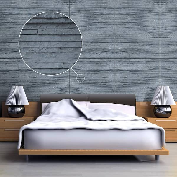 48 in. x 24 in. x 1 in. Travertine Blue Gray Natural Flexible Soft Stone Wall Panel Tile (Set of 3-Pieces)