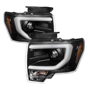 Ford F150 09-14 Projector Headlights - Halogen Model Only - Light Bar DRL - Black