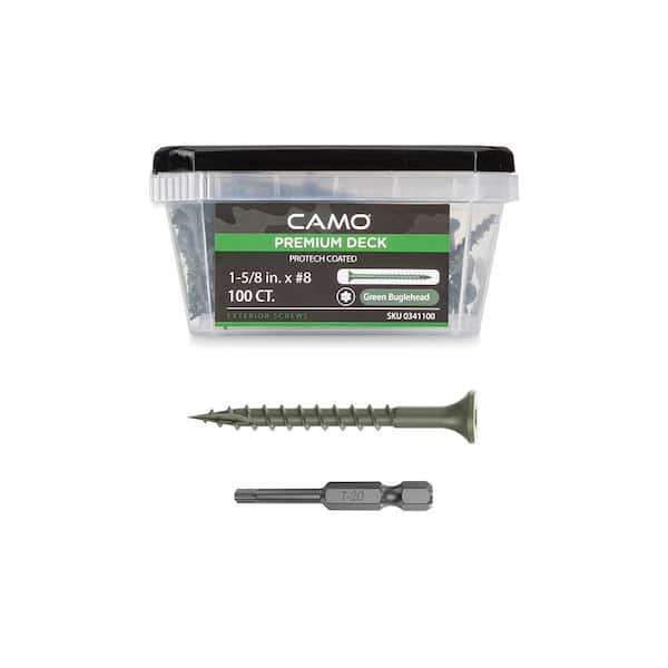 CAMO 1-5/8 in. #8 Green Star Drive Exterior Bugle Head Wood Deck Screws (100-Count)