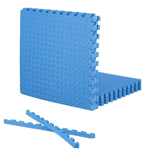 Blue 24 in. W x 24 in. L x 1 in. T EVA Foam Double-Sided Diamond Pattern Gym Flooring Mat (6 Tiles/Pack) (24 sq. ft.)