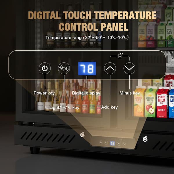 Commercial Display Beverage Refrigerator 6.5 cu. ft. Wine and Beverage Fridge with 4 Adjustable Shelves for Bar in Black