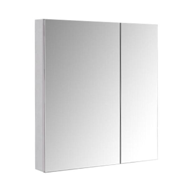 EPOWP 30 in. W x 26 in. H Silver Aluminum Recessed or Surface Mount Medicine Cabinet with Mirror and Adjustable Shelves
