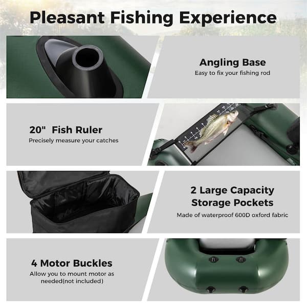 Costway Camouflage Inflatable Fishing Float Tube with Fish Ruler