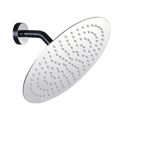 IVIGA 1-Spray Pattern with 1.8 GPM 12 in. Round Wall Mount Rain Fixed Shower Head with 360° Swivel in Polished Chrome