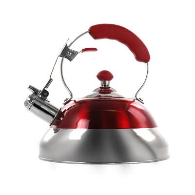 12-Cup Red Stainless Steel Whistling Kettle