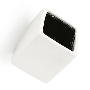 Cube 3 1/2 in. x 4 in. White Ceramic Wall Planter