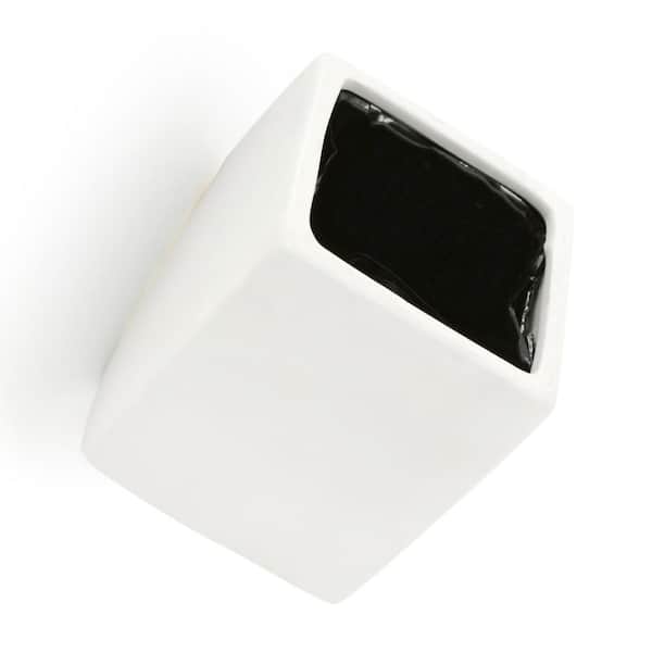 Arcadia Garden Products Cube 5 1/2 in. x 6 in. White Ceramic Wall Planter