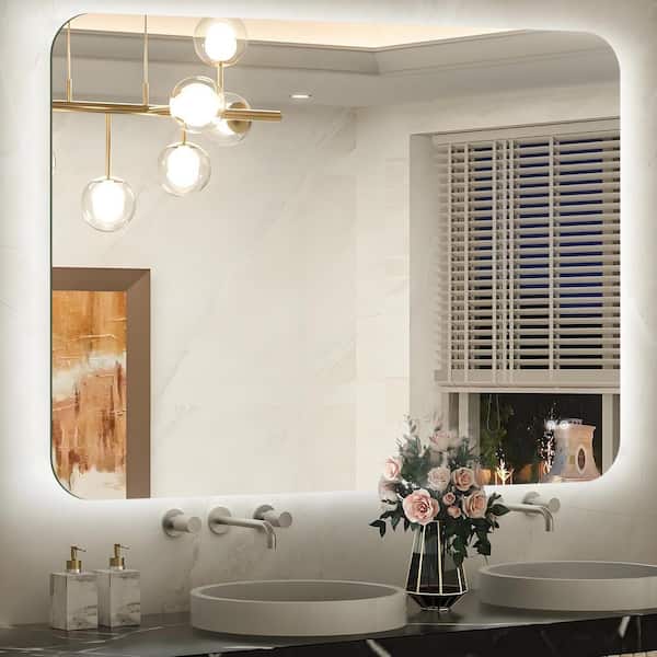 Unbranded 30 in. W x 40 in. H Rectangular Frameless Anti-Fog Adjustable Backlit LED Bathroom Wall Mirror, RoHS and CRU Certified