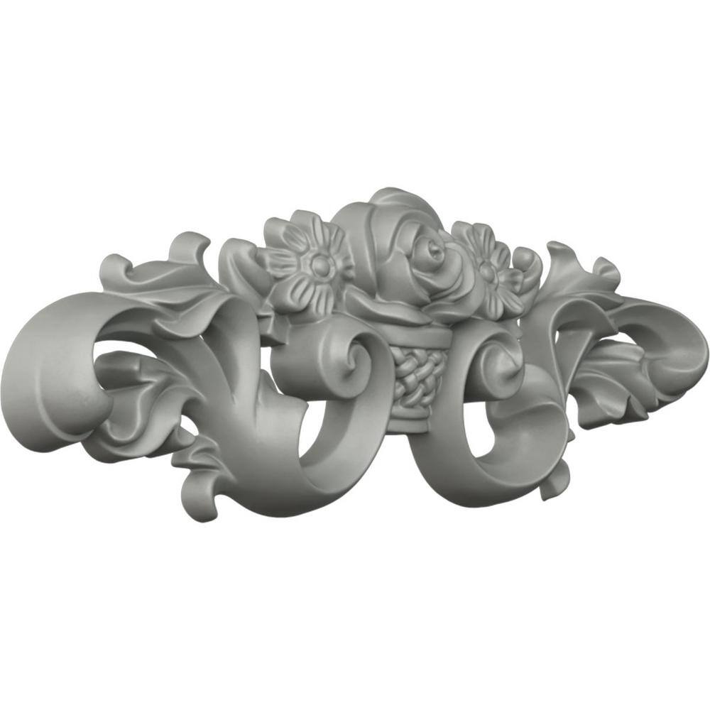 White Polyurethane Flower Basket Applique Onlay