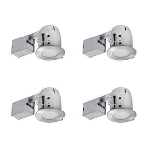 4 in. Brushed Nickel IC Rated Bathroom Recessed Lighting Kit, LED Bulbs Included (4-Pack)