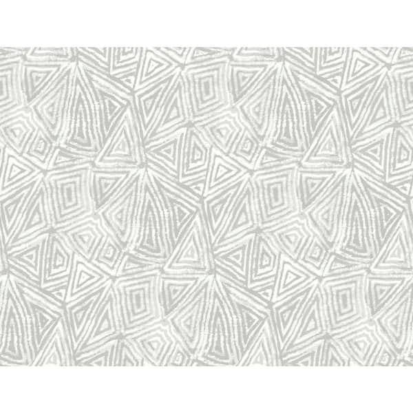 Seabrook Designs Abstract Triangle Metallic Silver and Off-White Paper Strippable Roll (Covers 60.75 sq. ft.)