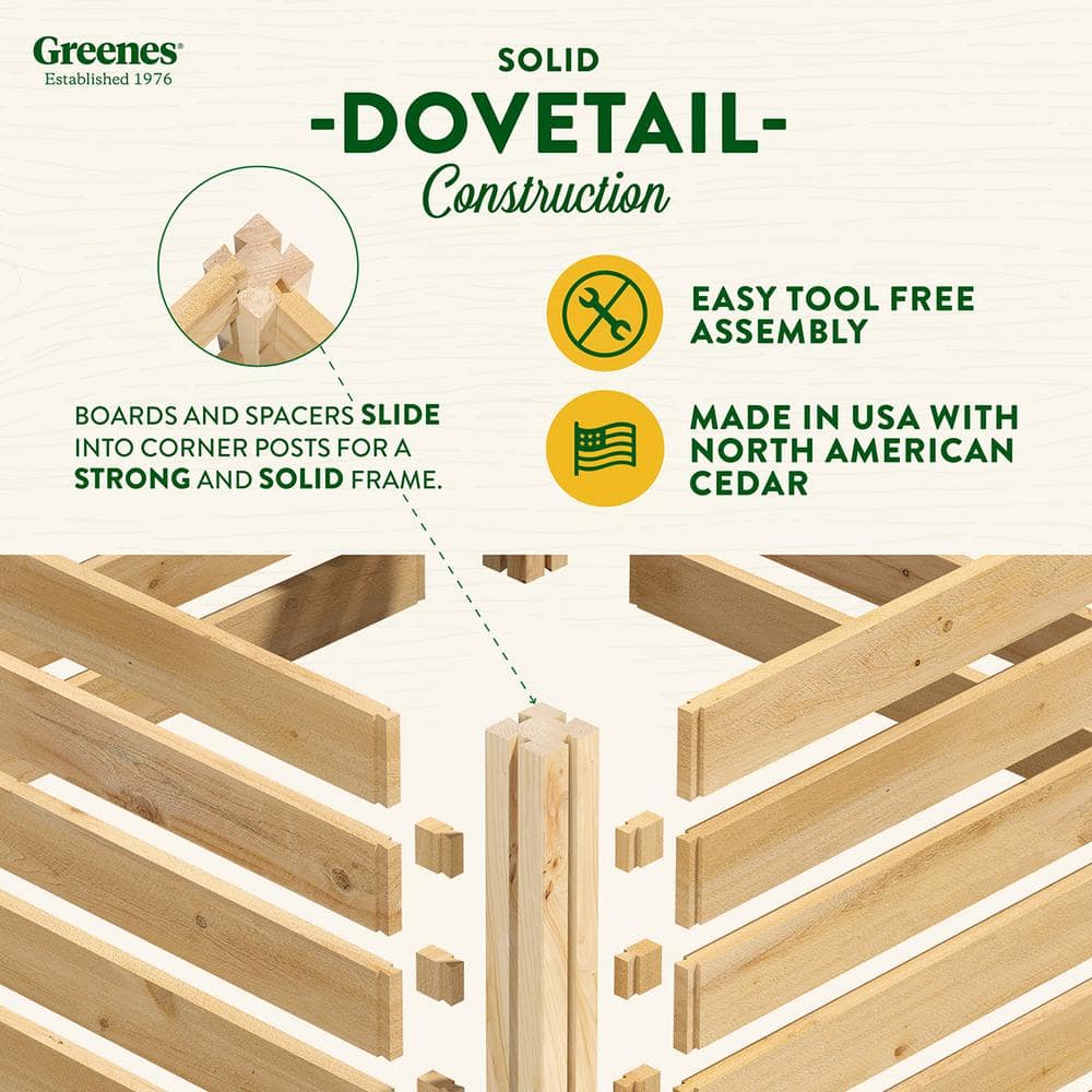 Natural Cedar Wood 36'' Outdoor Stationary Composter