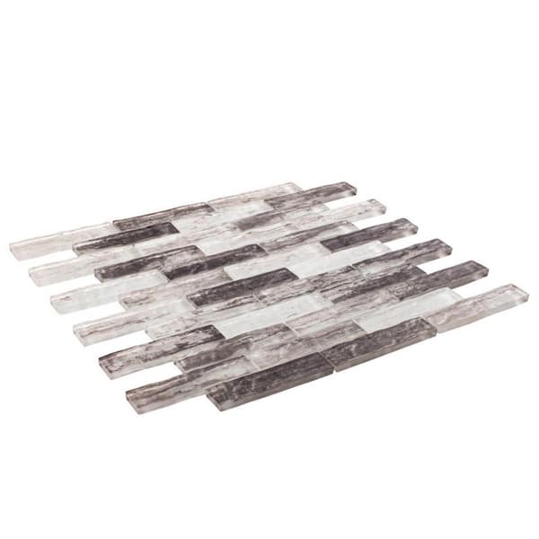 Giovan Jorell Gray/White 11-3/4 in. x 11-3/4 in. Textured Glass Brick Joint Mosaic Tile (4.8 sq. ft./Case)