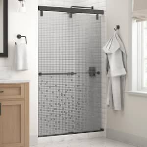 Mod 48 in. x 71-1/2 in. Soft-Close Frameless Sliding Shower Door in Bronze with 1/4 in. (6mm) Mozaic Glass