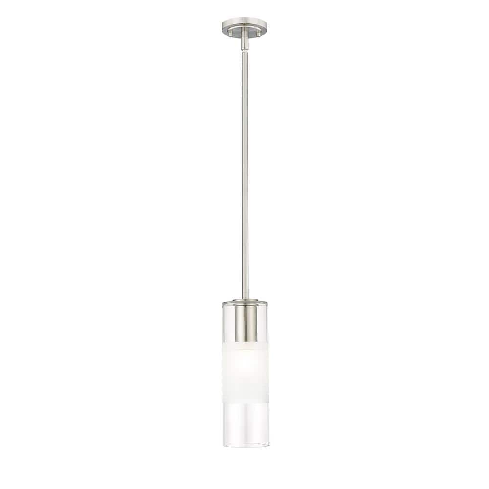 Alton 60-Watt 1-Light Brushed Nickel Shaded Pendant Light with ClearPlusFro
