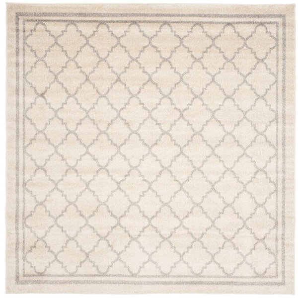 SAFAVIEH Amherst Beige/Light Gray 7 ft. x 7 ft. Square Multi-Trellis Border Area Rug