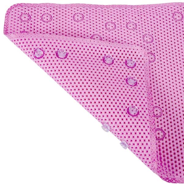 RAY STAR 17 in. x 36 in. Light Pink PVC Foam Bathtub Mat Non-Slip Shower and Bath Mats with Drain Holes, Suction Cups Shower Mat