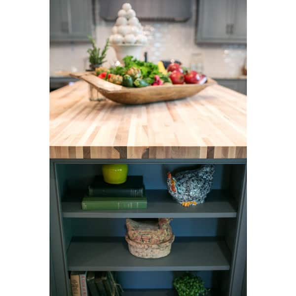 6 ft. L x 25 in. D Unfinished Maple Butcher Block Standard Countertop in Brown with Square Edge