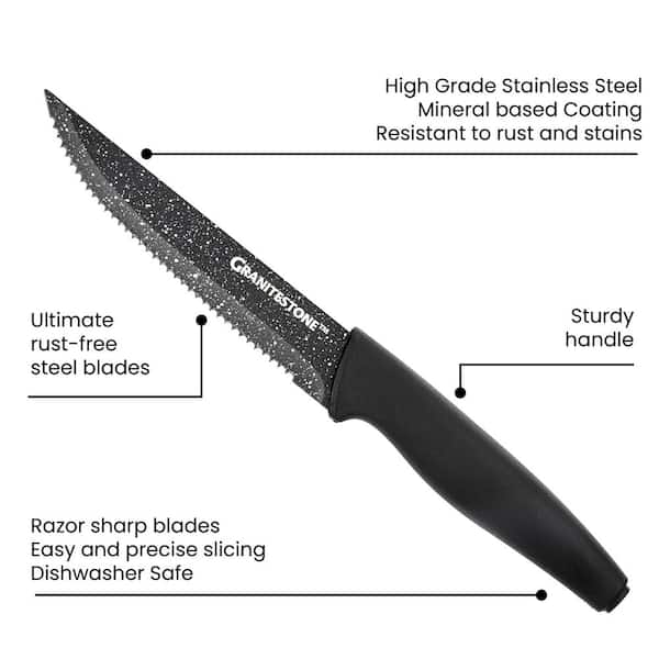 Steak Knives Set of 4,Stainless Steel Steak Cutlery Sets,4.5 In Sharp Blade  Rust-proof Steak Knife with Serrated Edge, Dishwasher Safe Steak Knives
