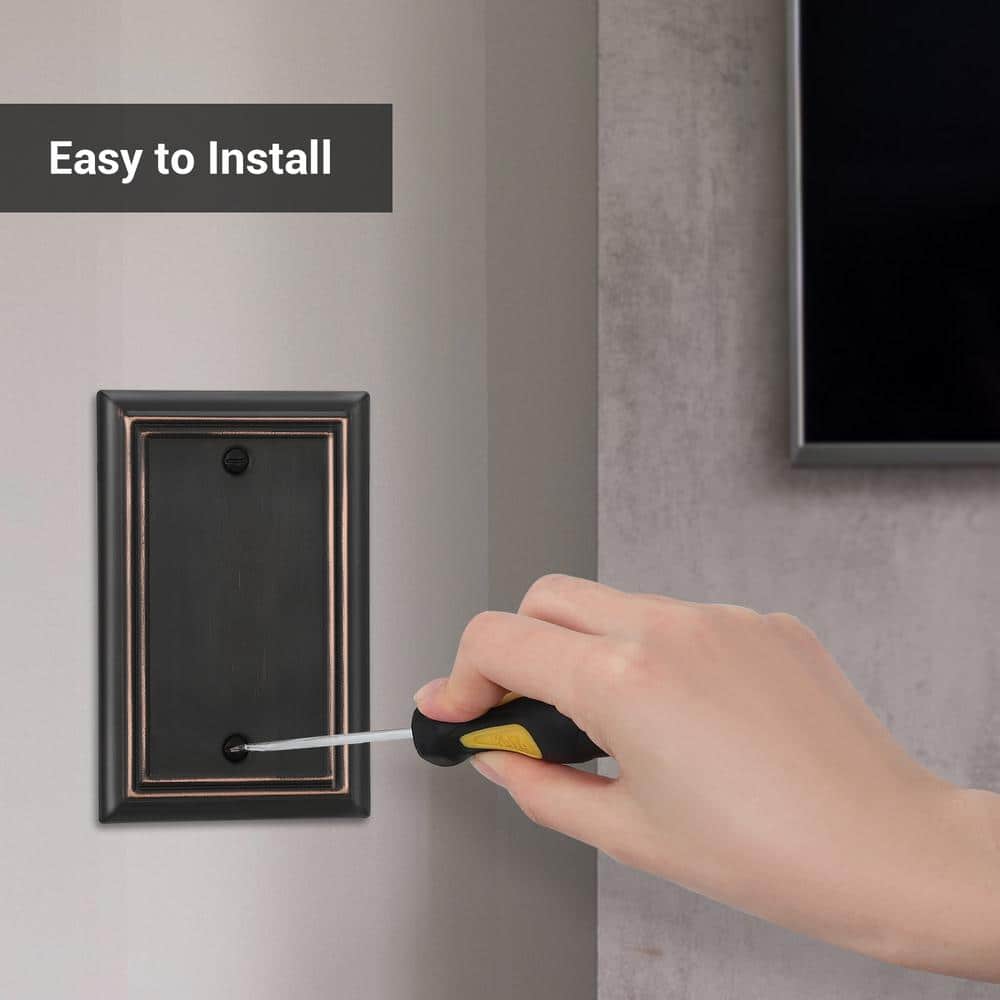 Sleeklighting 4 Pack Beveled Oil Rubbed Bronze Outlet Covers | 1 Gang Toggle