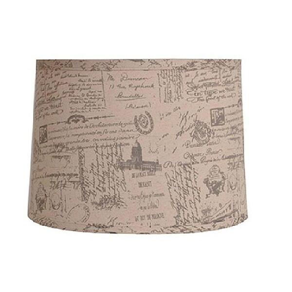 Home Decorators Collection Drum 12 in. H x 18 in. W Large French Script Linen Shade