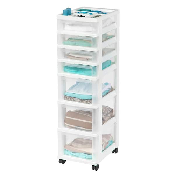 Black for sale online IRIS USA MC-343-TOP 7-Drawer Rolling Storage Cart with Organizer Top 