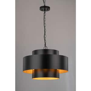 Hana 7-Light Matte Black Inter-Stacked Cylinders Pendant Light